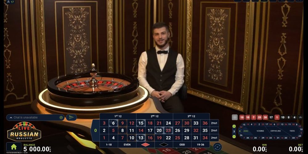 A live dealer studio: real table, real wheel, multiple camera angles streamed to your device.
